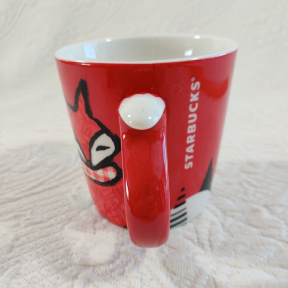 Starbucks 2016 Red Fox Tail Handle 12 oz Holiday Coffee Tea Mug Christmas Cup - Picture 4 of 9